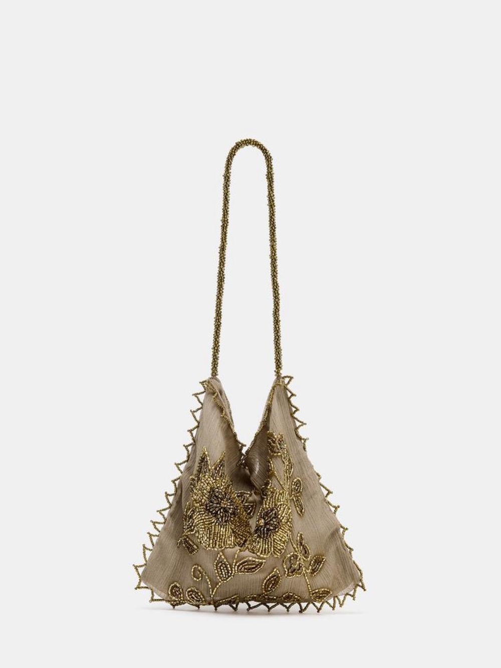 Zara Gold Floral Beaded Shoulder Bag